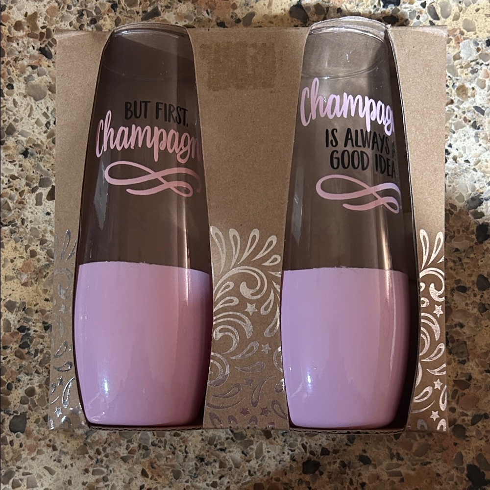 Pink Champagne Flutes Set